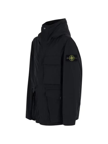 Geacă Stone Island cu glugă cu strasuri negru