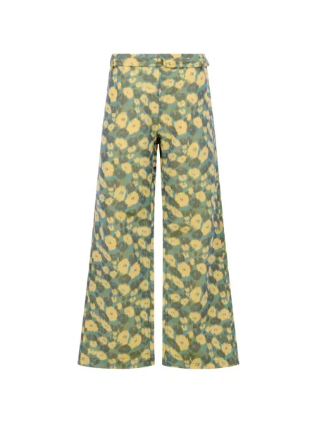 Pantaloni Marni cu model floral albastru