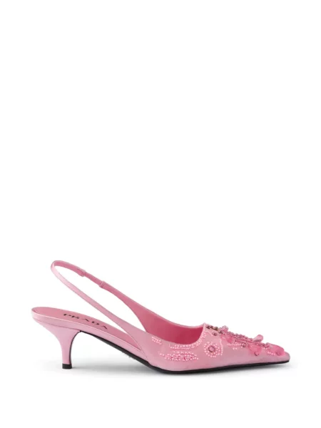 Pantofi cu toc Prada din satin slingback roz