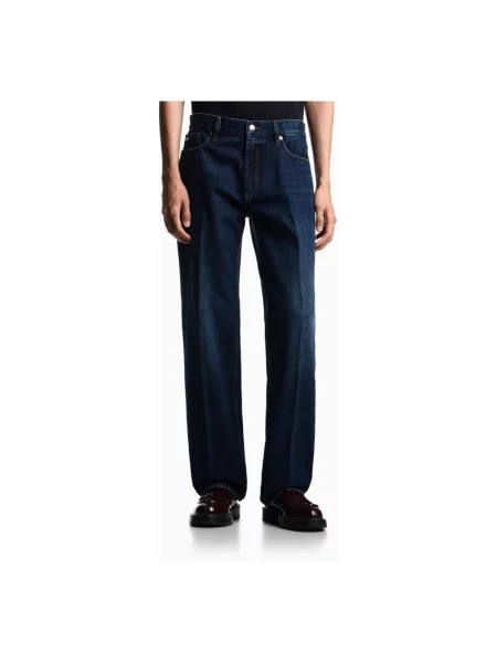 Jeansy Emporio Armani z logo niebieskie