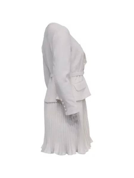 Rochie Self-portrait plisată de costum alb