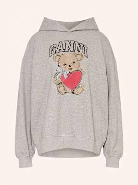 Ganni Oversized Mikina S Kapucí šedá