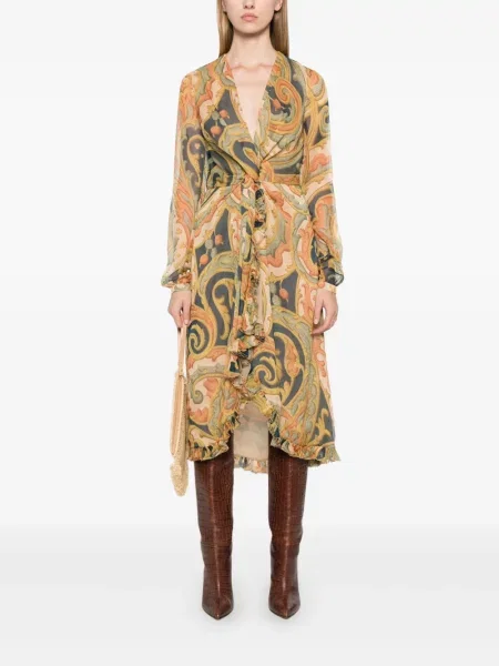 Sukienka midi Etro z nadrukiem z wzorem paisley do kolan