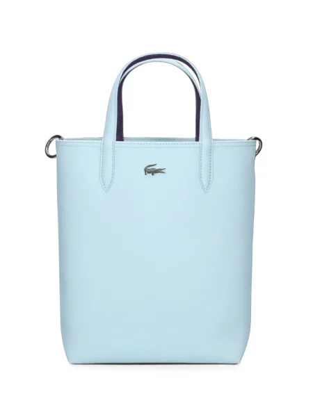 Geantă shopper Lacoste cu autograf albastru