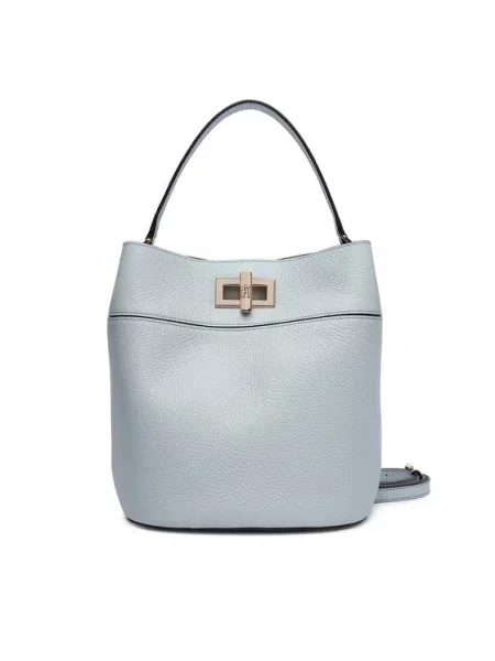 Furla torebka skórzana Amelia M Bucket Bag szary