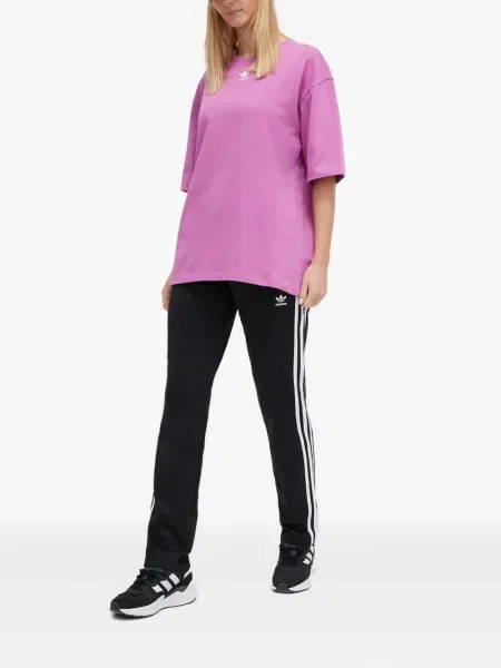 Haftowane spodnie Adidas w paski czarne