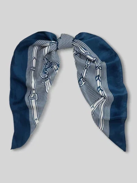 Jedwabna szal Lauren Ralph Lauren niebieska