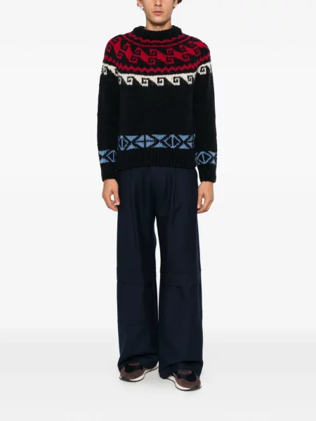 Pulover Moncler Grenoble cu imprimeu geometric din jacard albastru