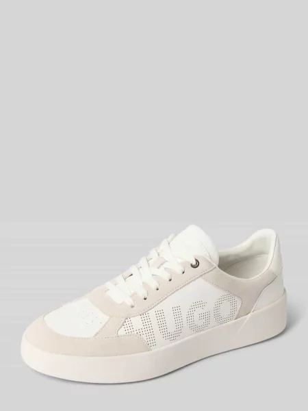 Sneakersy z naturalna skóra obszycie model Lyde_tenn_sdpu' Hugo białe