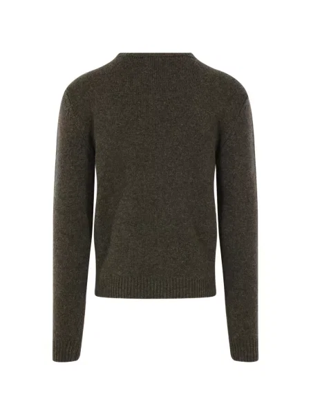 Sweter Jil Sander wełniany z okrągłym dekoltem zielony