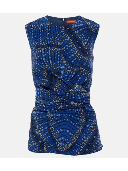 Top Altuzarra de mătase albastru