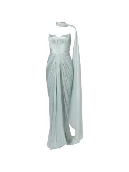 Rochie maxi Iris Serban de mătase albastru