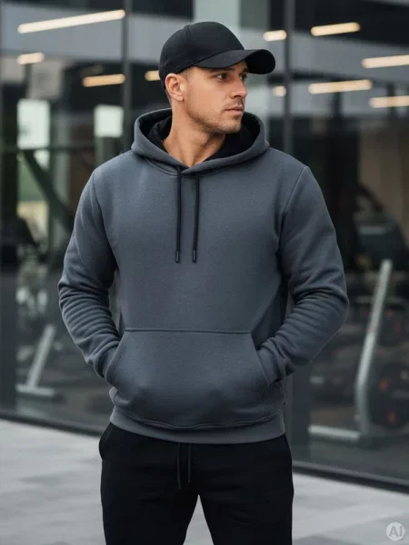 Bluza basic z kapturem ciemnoszara Dstreet
