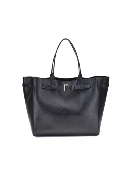 Duża torebka skórzana Tom Ford zamszowa czarna