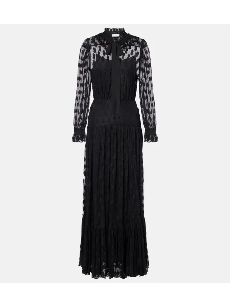 Rochie maxi Ulla Johnson cu buline plasă de costum negru