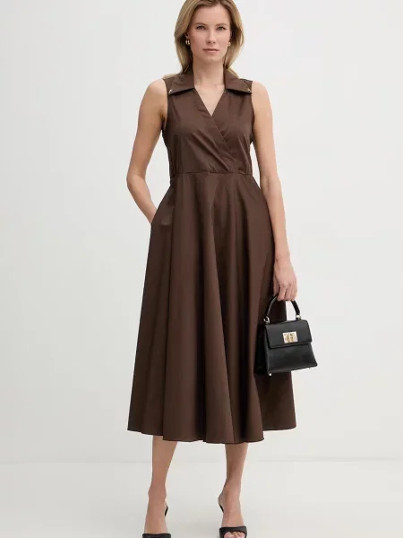 Fracomina sukienka z bawełną brązowa