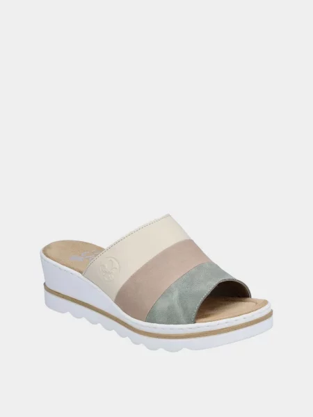 Кожаные шлепанцы Rieker бежевые