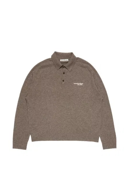Tricou polo Acne Studios de lână maro