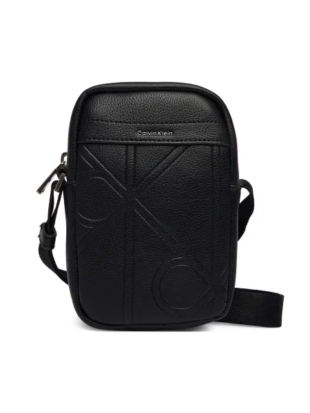 Calvin Klein Geantă crossover Emblem Aop Emboss Slim Reporter negru