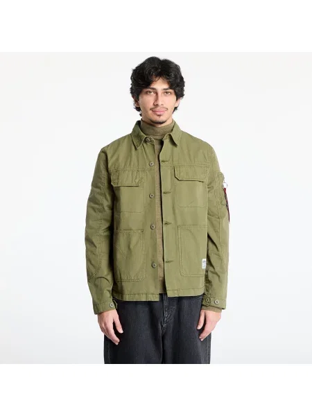 Риза Alpha Industries Color Block мъжка със стандартна кройка с класическа яка зелено