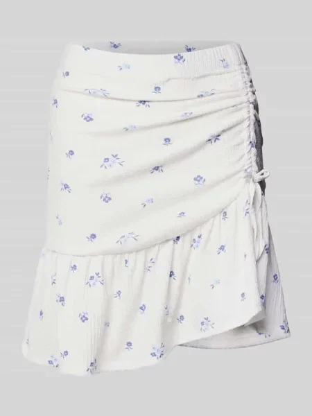 Spódnica mini o rozkloszowanym kroju ze wzorem na całej powierzchni model ‘HILLARY’ Only biała