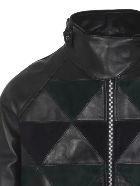 Geanta de piele Lanvin cu imprimeu geometric negru