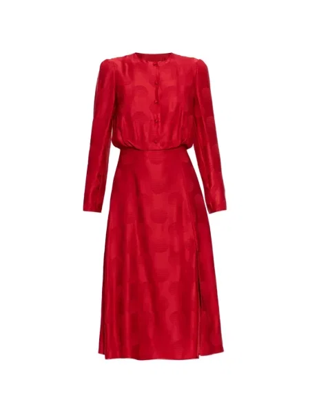 Lung rochie midi Valentino Garavani de mătase roșu