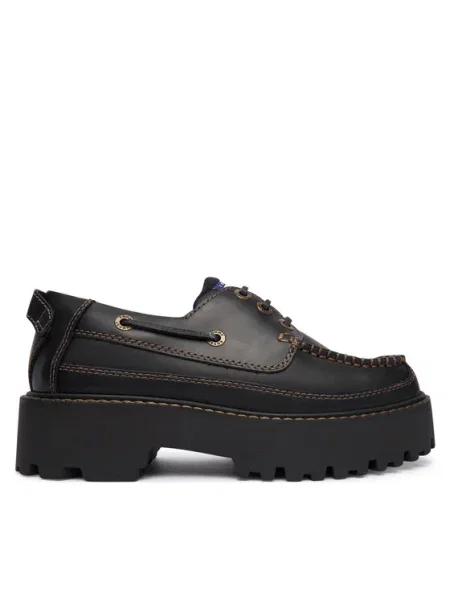 Tommy Jeans Poltopánky Archive Boat Shoe Leather čierna