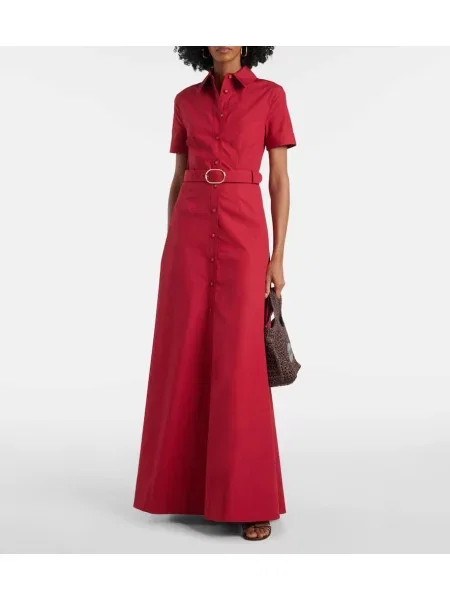 Oblekové košeľové šaty Roland Mouret popelín červená