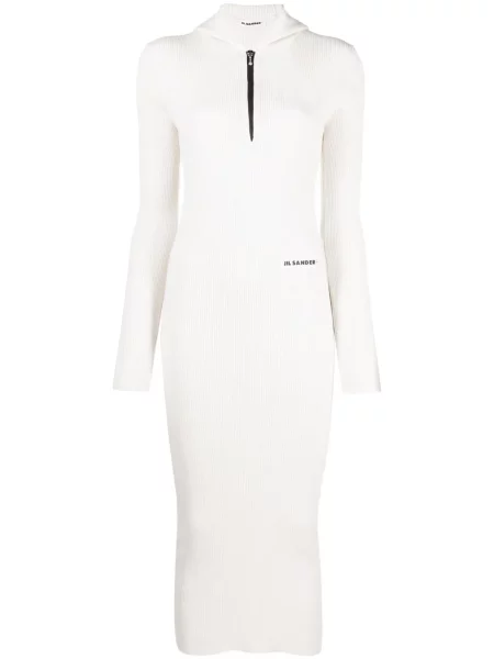 Sukienka midi Jil Sander z nadrukiem garniturowa prążkowana