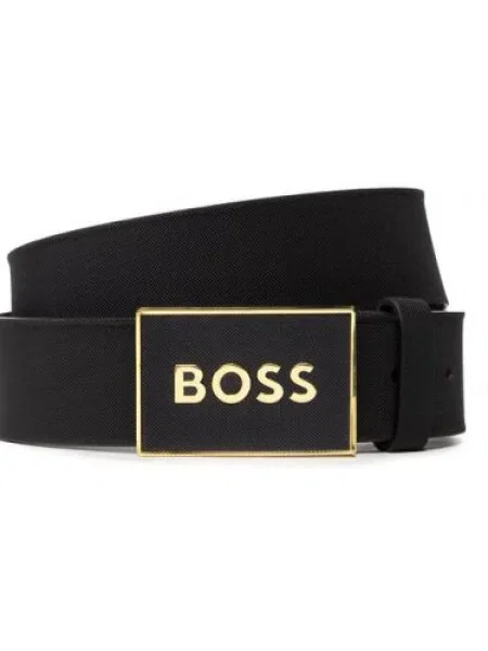 BOSS opasok pánsky kožený čierna
