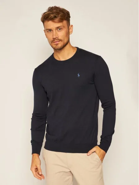 Siuvinėtas megztinis Polo Ralph Lauren mėlyna