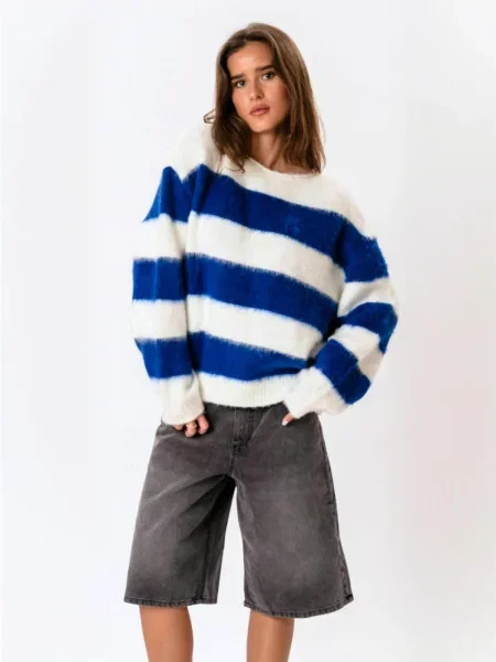 ITS MAY Pulover Striped alb
