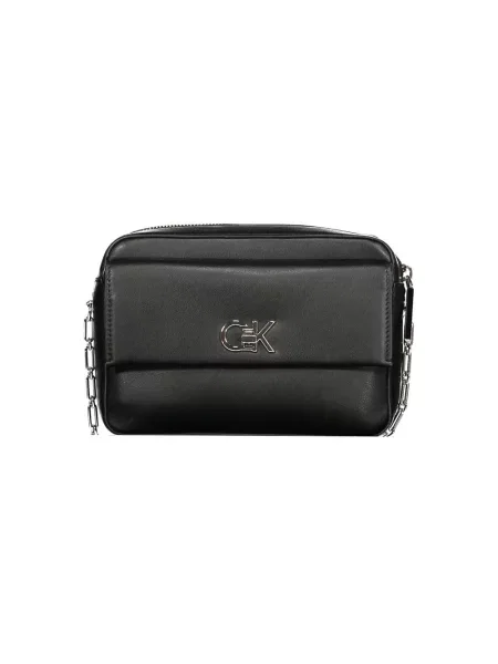 Lniana torebka crossbody Calvin Klein czarna