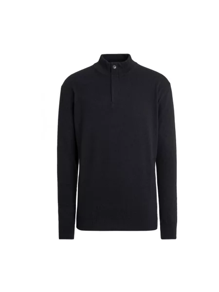 Golf sweter Zegna skórzany czarny