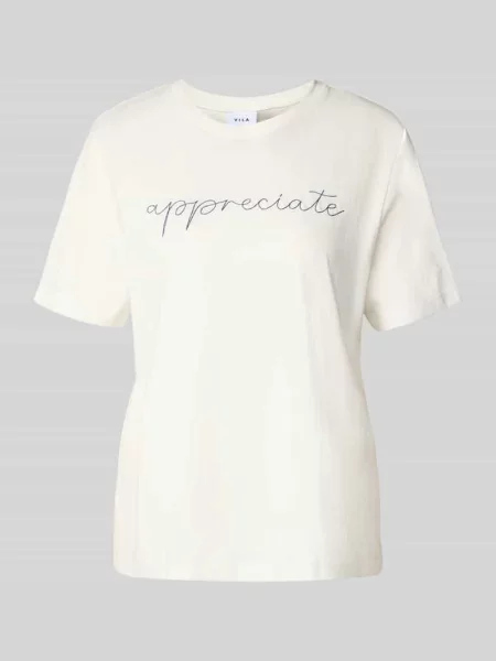 T-shirt z okrągłym dekoltem model ‘SYBIL’ Vila biała