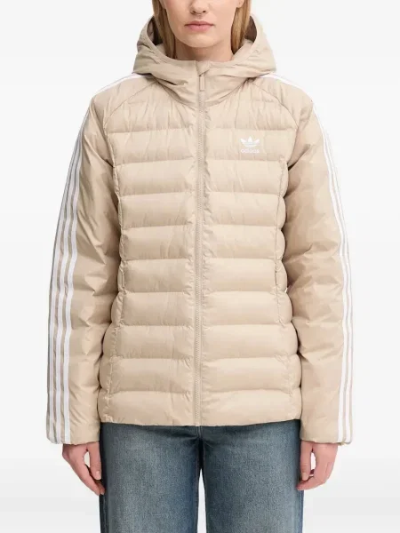 Parka Adidas w paski z kapturem sznurowana niebieska