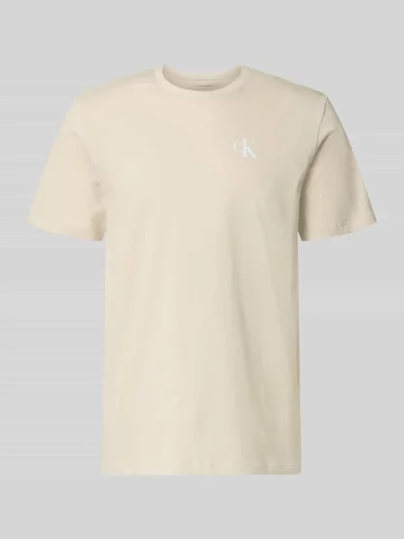 T-shirt o kroju regular fit z nadrukiem z logo Calvin Klein Jeans brązowa