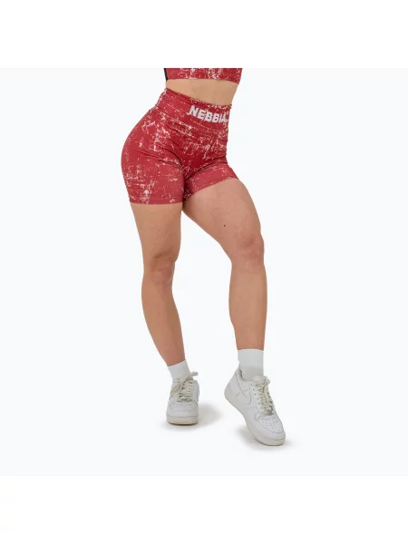 Pantaloni scurți de antrenament pentru femei NEBBIA 5″ Hammies High Waisted red roșu