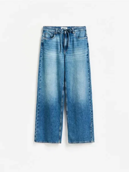 Reserved Blugi straight cu curea albastru