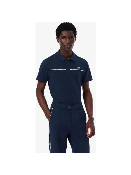 Polo Lacoste regular fit niebieski S biały