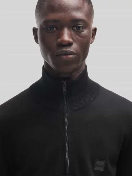 Dzianinowa lekki golf bluza Boss Orange czarna