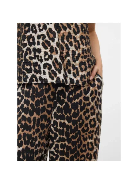 VERO MODA Spodnie Kobieta Beżowy M Szerokie spodnie w beżowym wzorze leoparda brązowe