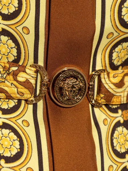 Копринена костюм рокля тип риза Versace жълто