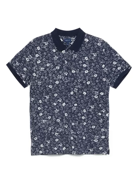 Polo Gant cu model floral cu imagine albastru