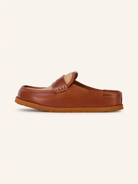 Birkenstock Mules Naples Wrapped Raffia koňaková / zlatá béžová