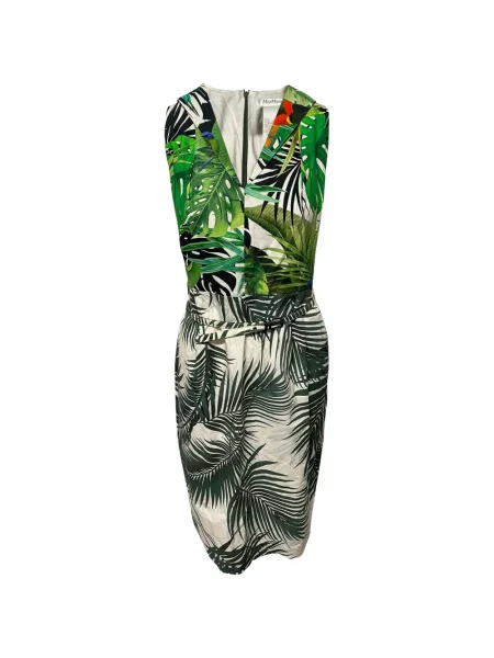 Sukienka Max Mara z nadrukiem w tropikalny nadruk garniturowa zielona