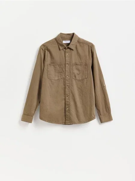 Reserved Cămașă din denim regular fit cacao-cu-lapte
