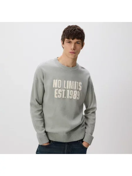 Reserved Svetr s nápisem bledá zelená