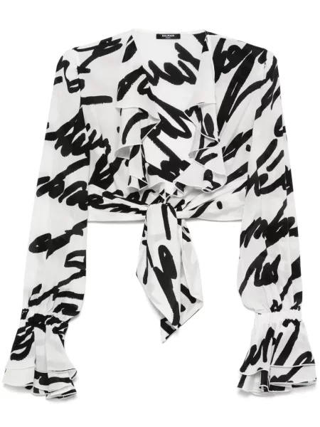Bluză Balmain cu imagine alb